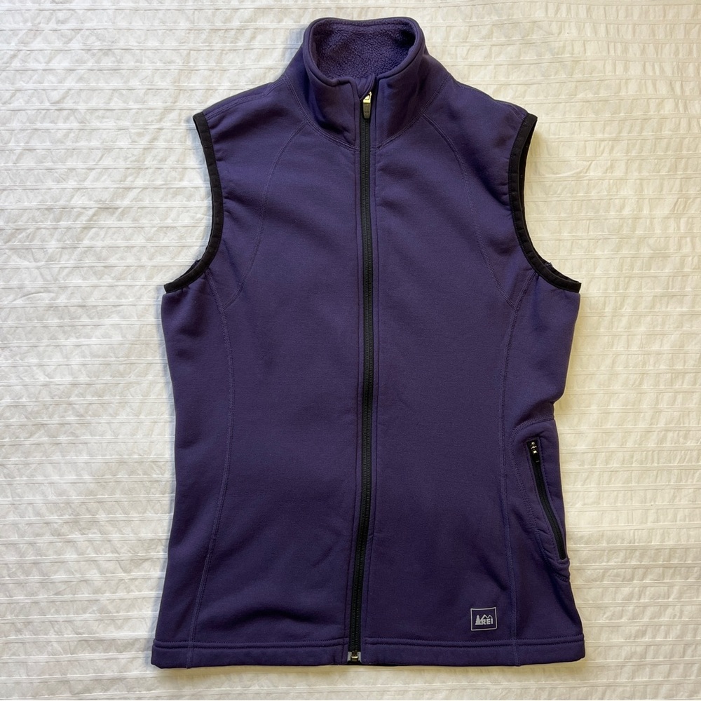 REI Polartec Power Stretch Purple Fleece Zip Up Vest, M